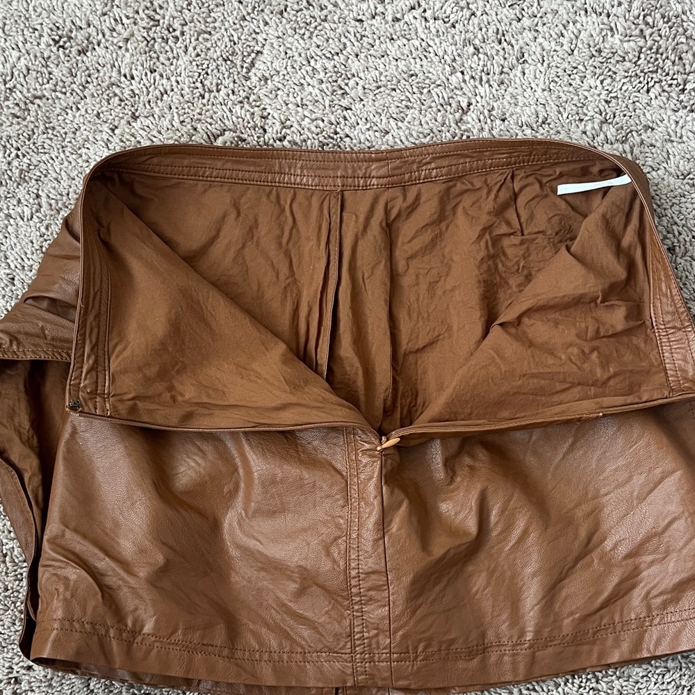 Free People Brown Faux Leather Mini Skirt - Picture 5 of 8